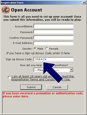 signup screen